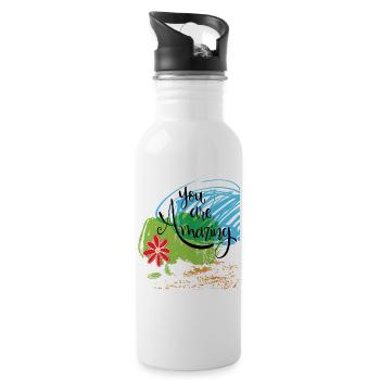 you are amazing - Trinkflasche mit integriertem Trinkhalm - Weiß - Rechts