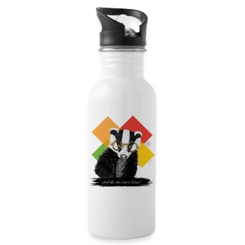JvG Dachs "Auf da Ax wia a Dax" - Trinkflasche mit integriertem Trinkhalm - Weiß - Rechts