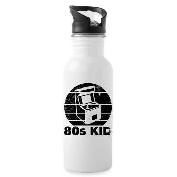 80er Arcade Gaming - Trinkflasche mit integriertem Trinkhalm - Weiß - Rechts