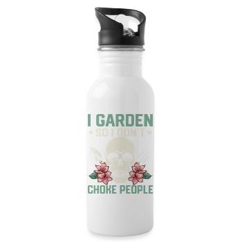 I Garden So I Don't Choke People Botanical Gardeni - Water bottle with straw - white - Right