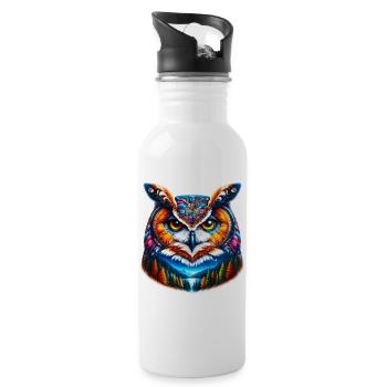 Owl - Water bottle with straw - white - Right
