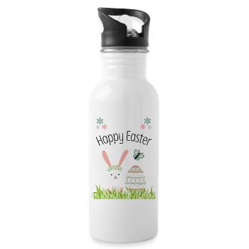 Happy Easter Bunny - Trinkflasche mit integriertem Trinkhalm - Weiß - Rechts