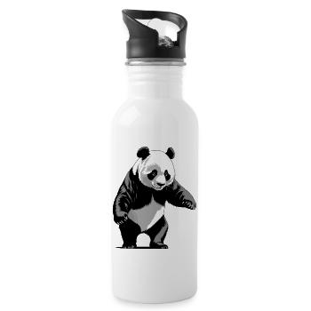 Panda - Cute Animal Design - Trinkflasche mit integriertem Trinkhalm - Weiß - Rechts
