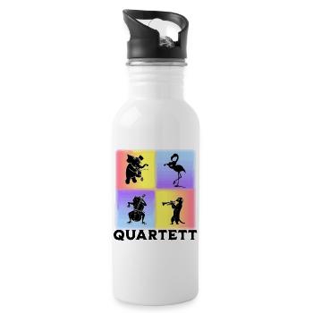 Musiker Quartett mit Elefant Flamingo Frosch - Trinkflasche mit integriertem Trinkhalm - Weiß - Rechts