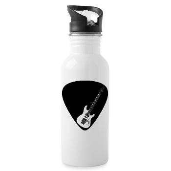 E-Gitarre (Strat-Form) für helle Untergründe - Trinkflasche mit integriertem Trinkhalm - Weiß - Rechts