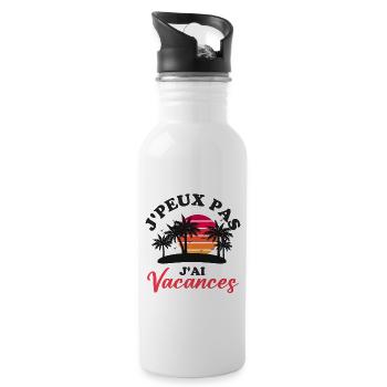 Je peux pas j ai vacances - Gourde avec paille intégrée - blanc - Droite
