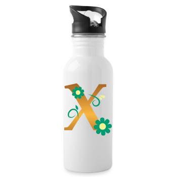 X - Trinkflasche mit integriertem Trinkhalm - Weiß - Rechts