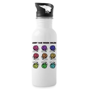 Andy war Rosen holen - Trinkflasche mit integriertem Trinkhalm - Weiß - Rechts