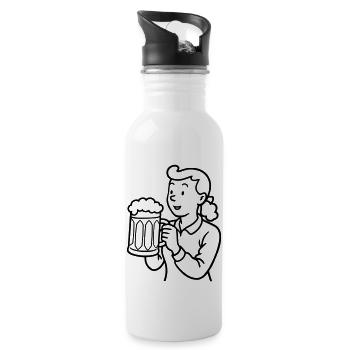 Biermädchen - Trinkflasche mit integriertem Trinkhalm - Weiß - Rechts