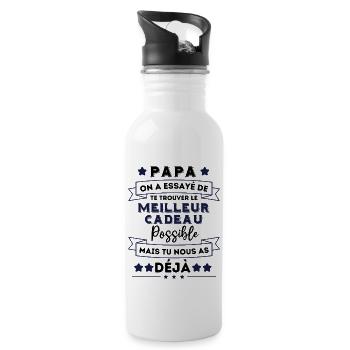 Cadeau fête des pères pour papa - Gourde avec paille intégrée - blanc - Droite