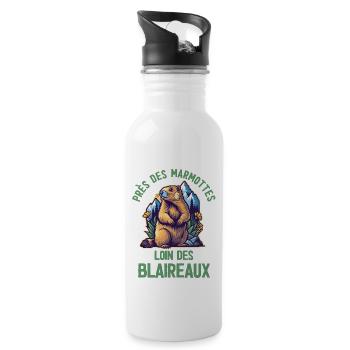 Humour marmotte - Gourde avec paille intégrée - blanc - Droite