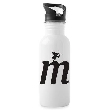 M - Trinkflasche mit integriertem Trinkhalm - Weiß - Rechts