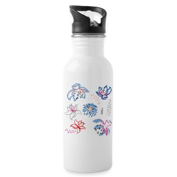 Floral ornament - Water bottle with straw - white - Right