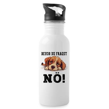 Before You Ask Nope No Dog Funny Saying Humor - Water bottle with straw - white - Right