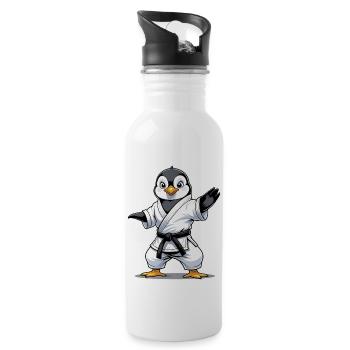 Arts martiaux Pingouin Karaté, Kung Fu, Judo - Gourde avec paille intégrée - blanc - Droite