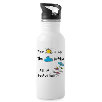 Life is beautiful - Trinkflasche mit integriertem Trinkhalm - Weiß - Rechts