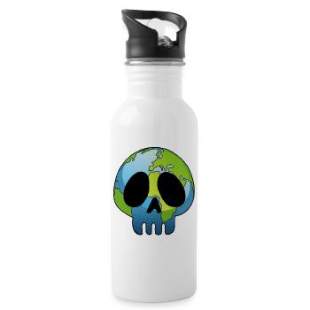 Schädel des Planeten Erde - Trinkflasche mit integriertem Trinkhalm - Weiß - Rechts