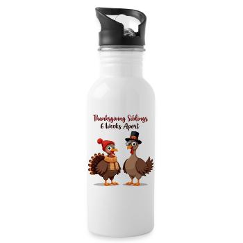 Frères et sœurs de Thanksgiving - Gourde avec paille intégrée - blanc - Droite