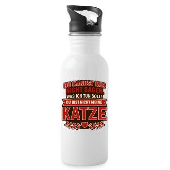You're not my cat! - Water bottle with straw - white - Right