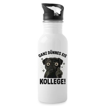 Lustiger Hund mit frechem Spruch - Trinkflasche mit integriertem Trinkhalm - Weiß - Rechts