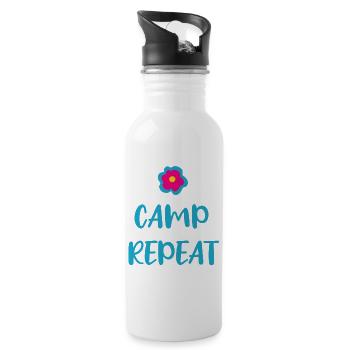 Camp Repeat cool sayings holiday english fan - Water bottle with straw - white - Right
