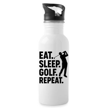 Golfspieler Essen schlafen Golf spielen - Trinkflasche mit integriertem Trinkhalm - Weiß - Rechts