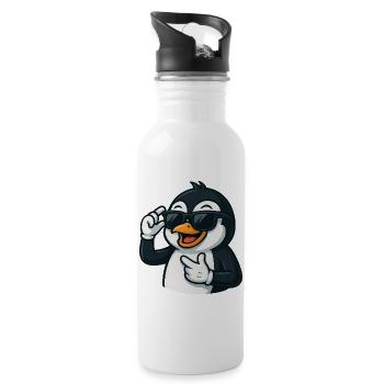 Cool penguin with sunglasses cartoon arctic - Water bottle with straw - white - Right
