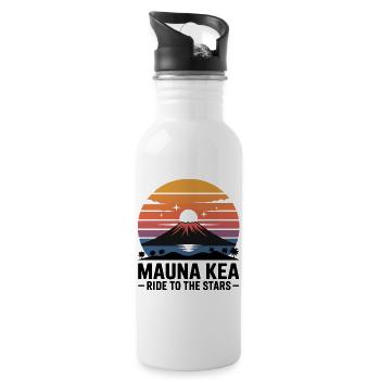 Mauna Kea Ride to the Stars Cycling Art - Water bottle with straw - white - Right