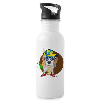 Cooler Hip-Hop Beagle mit Sonnenbrille & Style - Trinkflasche mit integriertem Trinkhalm - Weiß - Rechts