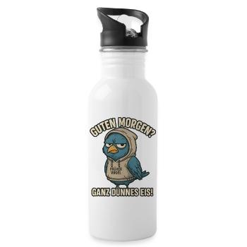 The Early Bird Very Thin Office Sayings - Water bottle with straw - white - Right