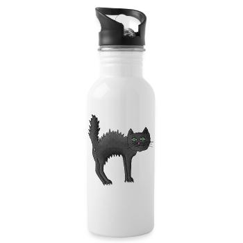 Katzen Yoga Level Buckel - Trinkflasche mit integriertem Trinkhalm - Weiß - Rechts