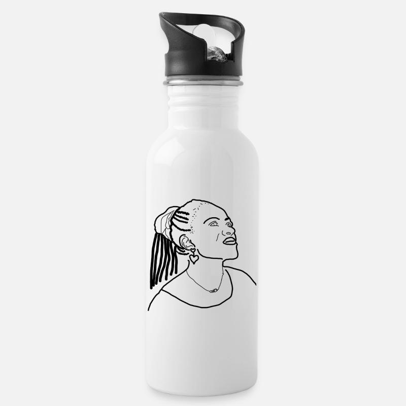 Afrikanische Königin - Trinkflasche mit integriertem Trinkhalm - Weiß