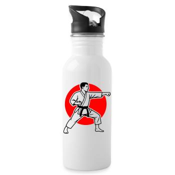 Karate Oi-Zuki - Water bottle with straw - white - Right