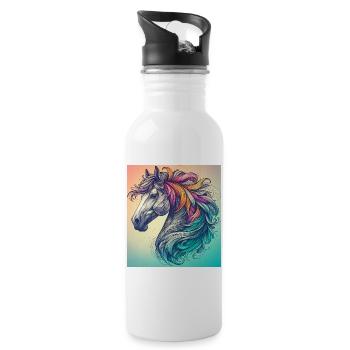 horse - Water bottle with straw - white - Right
