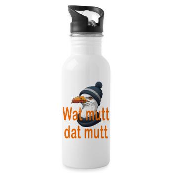 Wat mutt dat mutt - Trinkflasche mit integriertem Trinkhalm - Weiß - Rechts