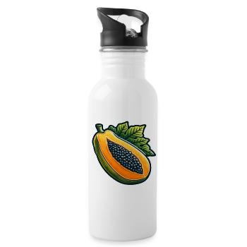Papaye Illustrée Colorée pour Vêtements - Gourde avec paille intégrée - blanc - Droite