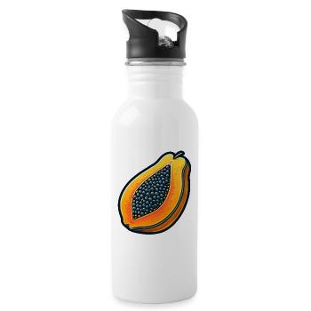 Half Papaya Pop Art - Water bottle with straw - white - Right