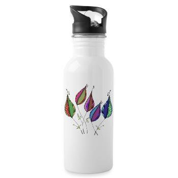 leaves - Water bottle with straw - white - Right