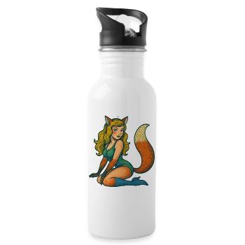 Foxy Enchantress Illustration - Water bottle with straw - white - Right