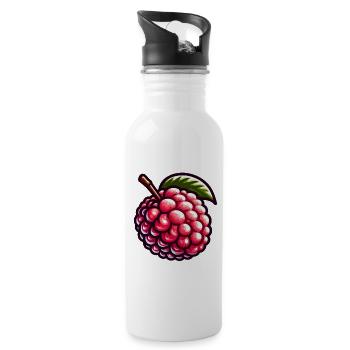 Litschi Exotische Frucht-Pop-Kunst - Trinkflasche mit integriertem Trinkhalm - Weiß - Rechts