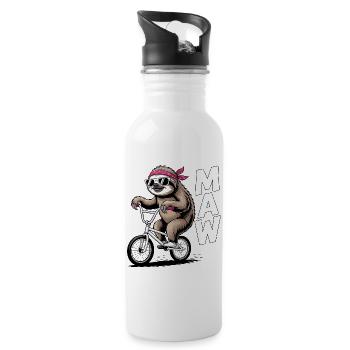 BMX-Faultier-Bandana - Trinkflasche mit integriertem Trinkhalm - Weiß - Rechts