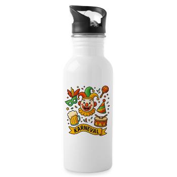 Colorful carnival clown with drum - Water bottle with straw - white - Right