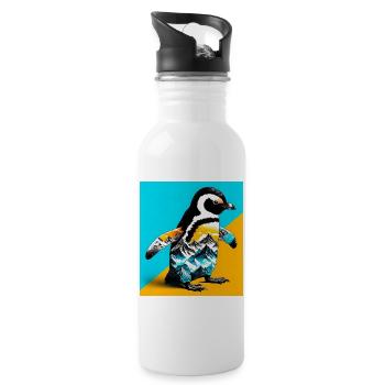 pingouin - Gourde avec paille intégrée - blanc - Droite