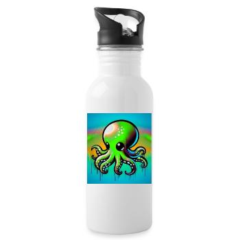 Krake - Trinkflasche mit integriertem Trinkhalm - Weiß - Rechts