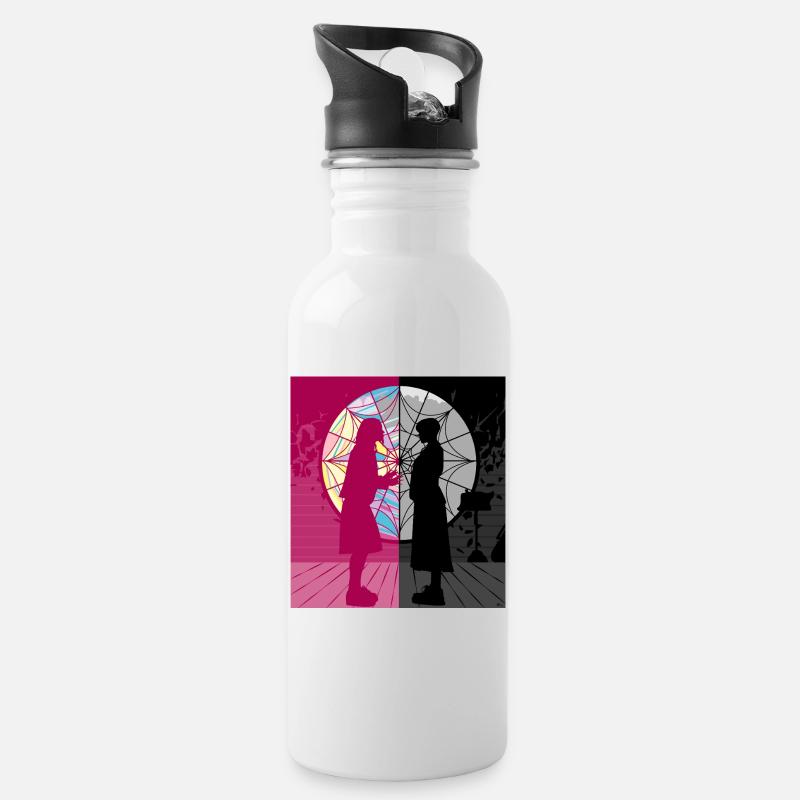 Eine Anspielung auf Wednesday - Trinkflasche mit integriertem Trinkhalm - Weiß
