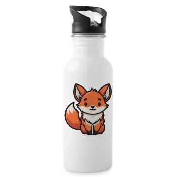 Niedlicher Cartoon-Fuchs-Tierliebhaber - Trinkflasche mit integriertem Trinkhalm - Weiß - Rechts