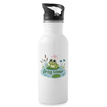 Flirt Design of The Frog in Love - Water bottle with straw - white - Right