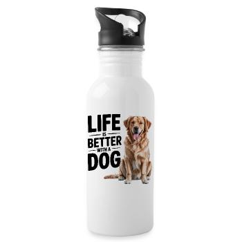 Life Is Better With a Dog - Water bottle with straw - white - Right