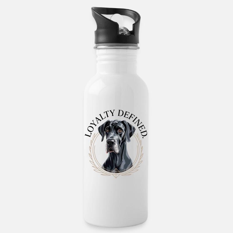 Loyal Great Dane Guardian Design - Water bottle with straw - white