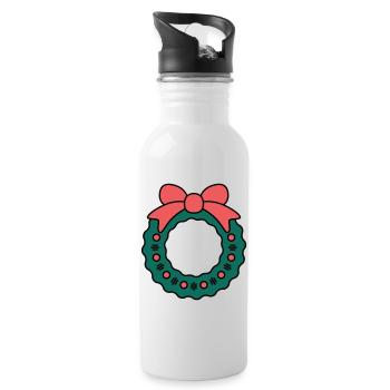 Wreath for Christmas - Water bottle with straw - white - Right